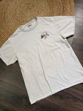 Disney White Tee with Outdoor Mickey and Goofy Graphic